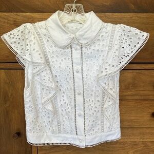 Alice + Olivia white eyelet blouse
